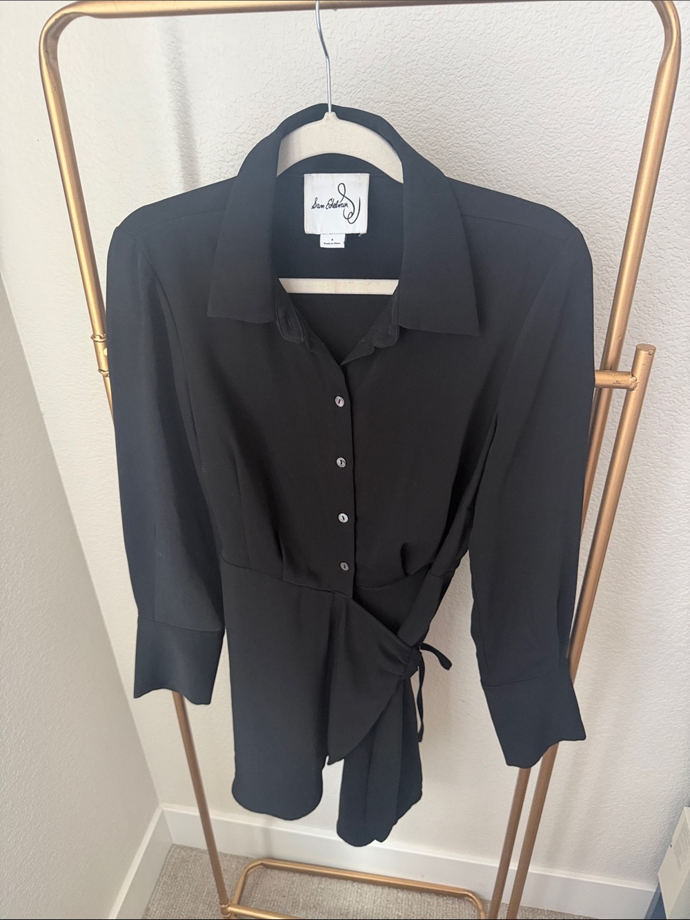 Sam Edelman Black Wrap Button-Front Dress